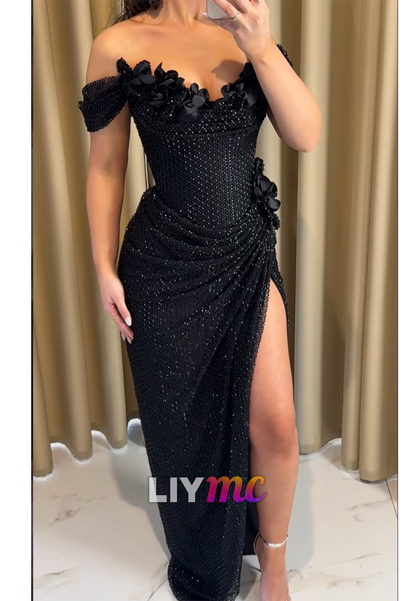 Sweetheart Appliques Beaded Embroidery Sheath Prom Dress