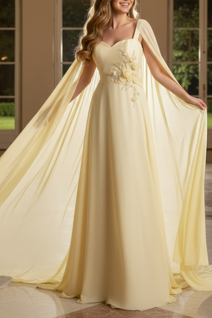 Sweetheart Appliques Long Sleeves A-Line Evening Dress