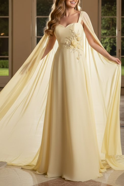 Sweetheart Appliques Long Sleeves A-Line Evening Dress