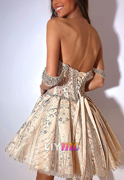 Sweetheart Beaded Appliques A-Line Party Homecoming Dress