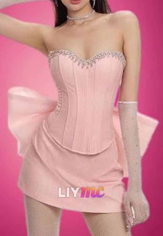 Sweetheart Beaded Bowknot A-Line Party Homecoming Dress