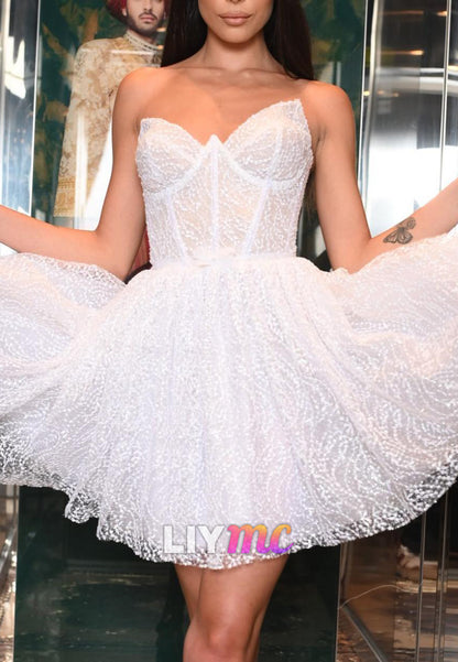 Sweetheart Beaded Embroidery A-Line Short Wedding Dress