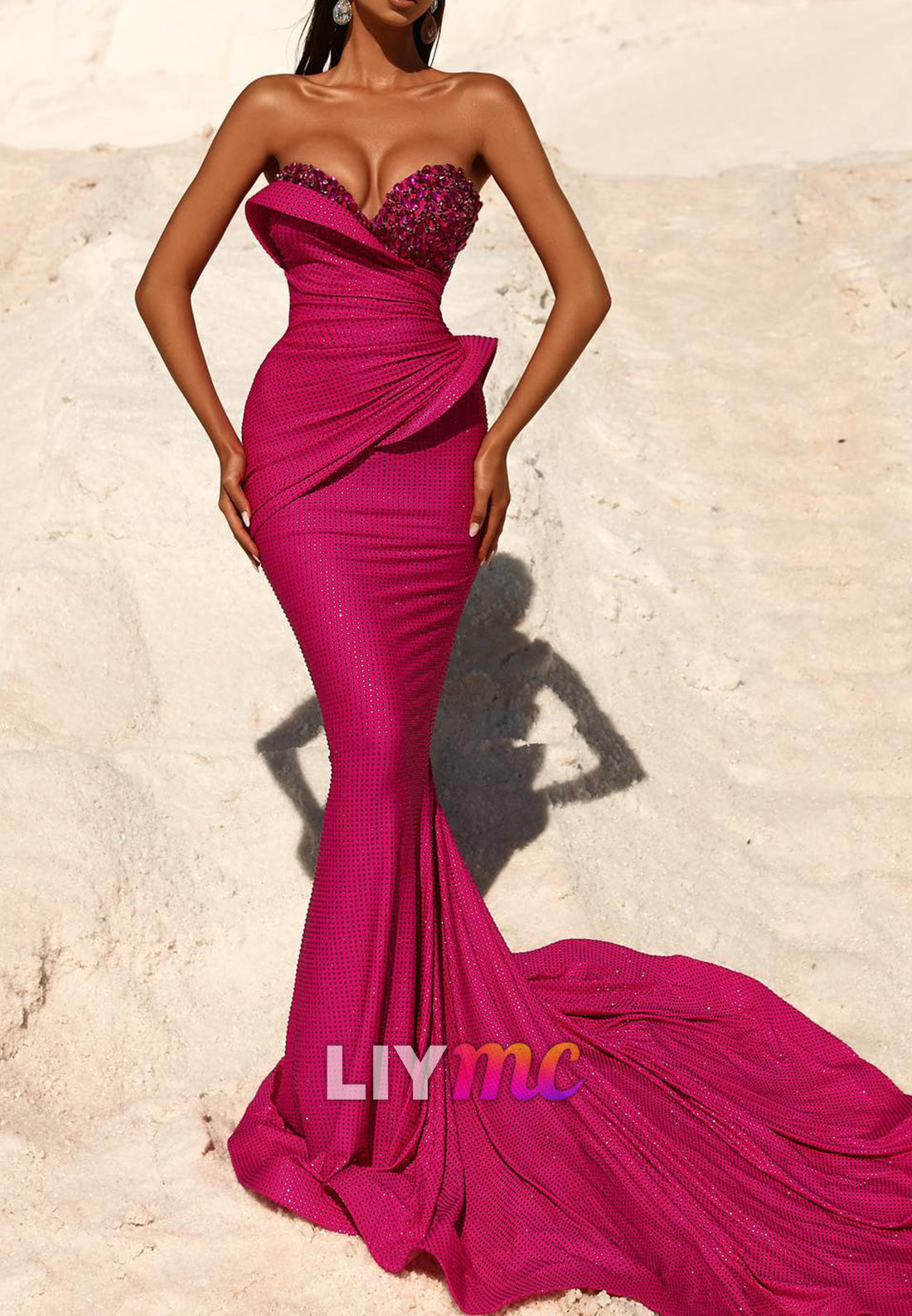 Sweetheart Beaded Sparkly Mermaid Prom Dress