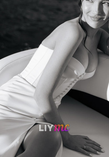 Sweetheart Button Slit Sleek Mermaid Simple Wedding Dress