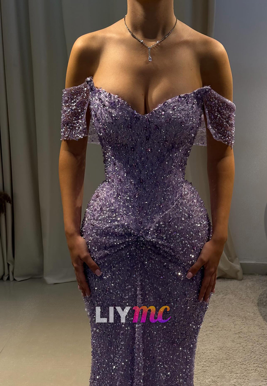 Sweetheart Cap Sleeves Beaded Embroidery Mermaid Prom Dress