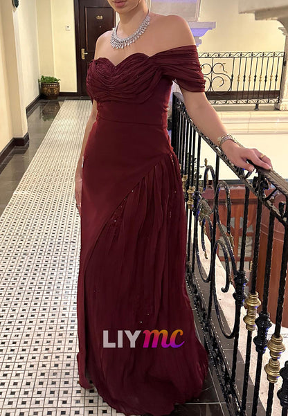 Sweetheart Cap Sleeves Pleated Sheath Formal Dress