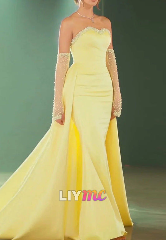 Sweetheart Evening Dress Sleeveless Beaded Mermaid Prom Dress