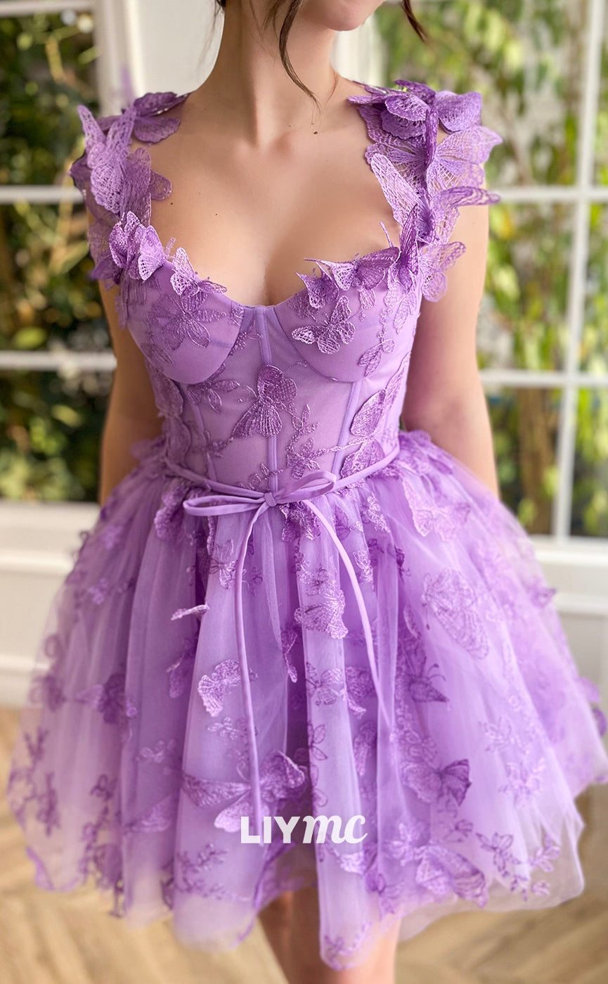 LY036 - Sweetheart Floral Embellished A-Line Short Homecoming Dress Liymc LY036 - Sweetheart Floral Embellished A-Line Short Homecoming Dress Liymc