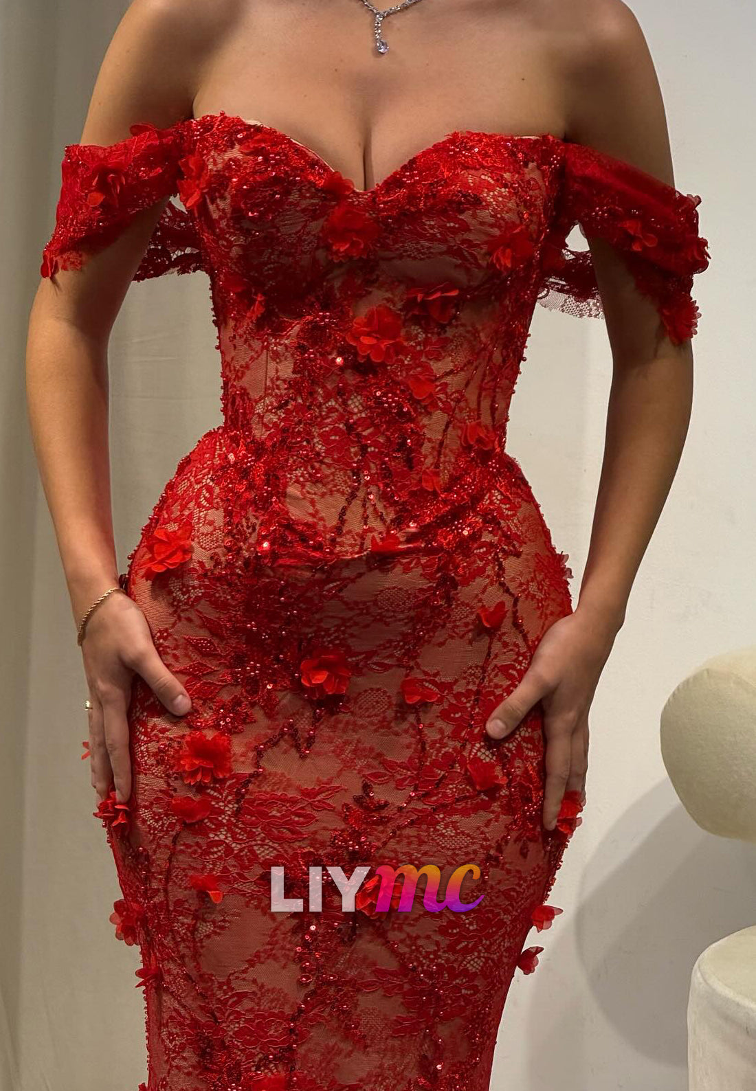 Sweetheart Floral Embellished Mermaid Prom Dress