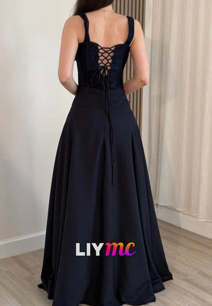 Sweetheart Halter Lace Appliques A-Line Evening Dress