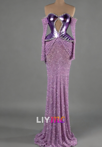 Sweetheart Illusion Sequins Sparkly Mermaid Prom Dress