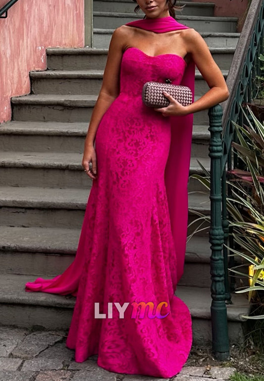 Sweetheart Lace Appliques Mermaid Evening Dress