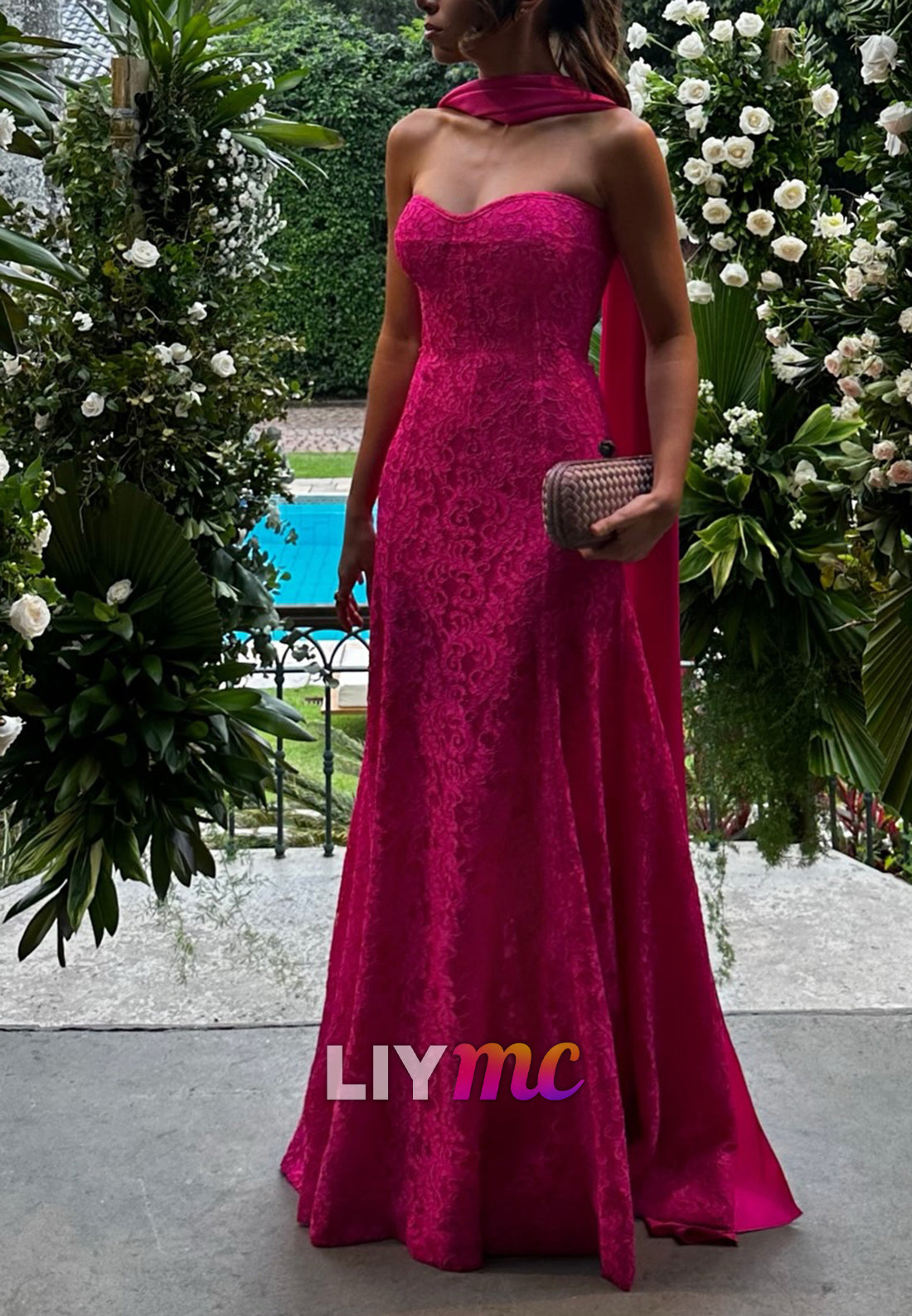 Sweetheart Lace Appliques Mermaid Evening Dress