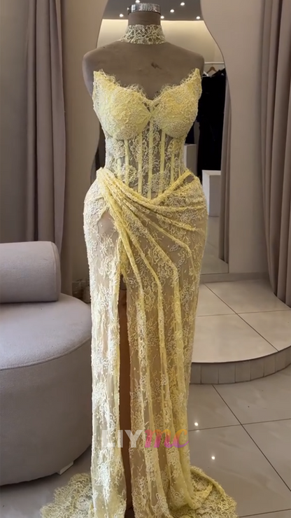 Sweetheart Lace Appliques Sheath Prom Dress