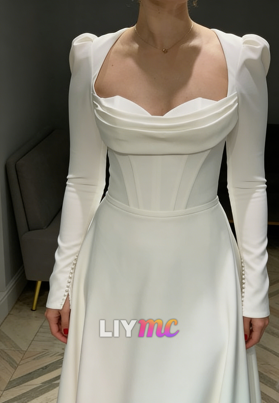 Sweetheart Long Sleeves A-Line Simple Wedding Dress