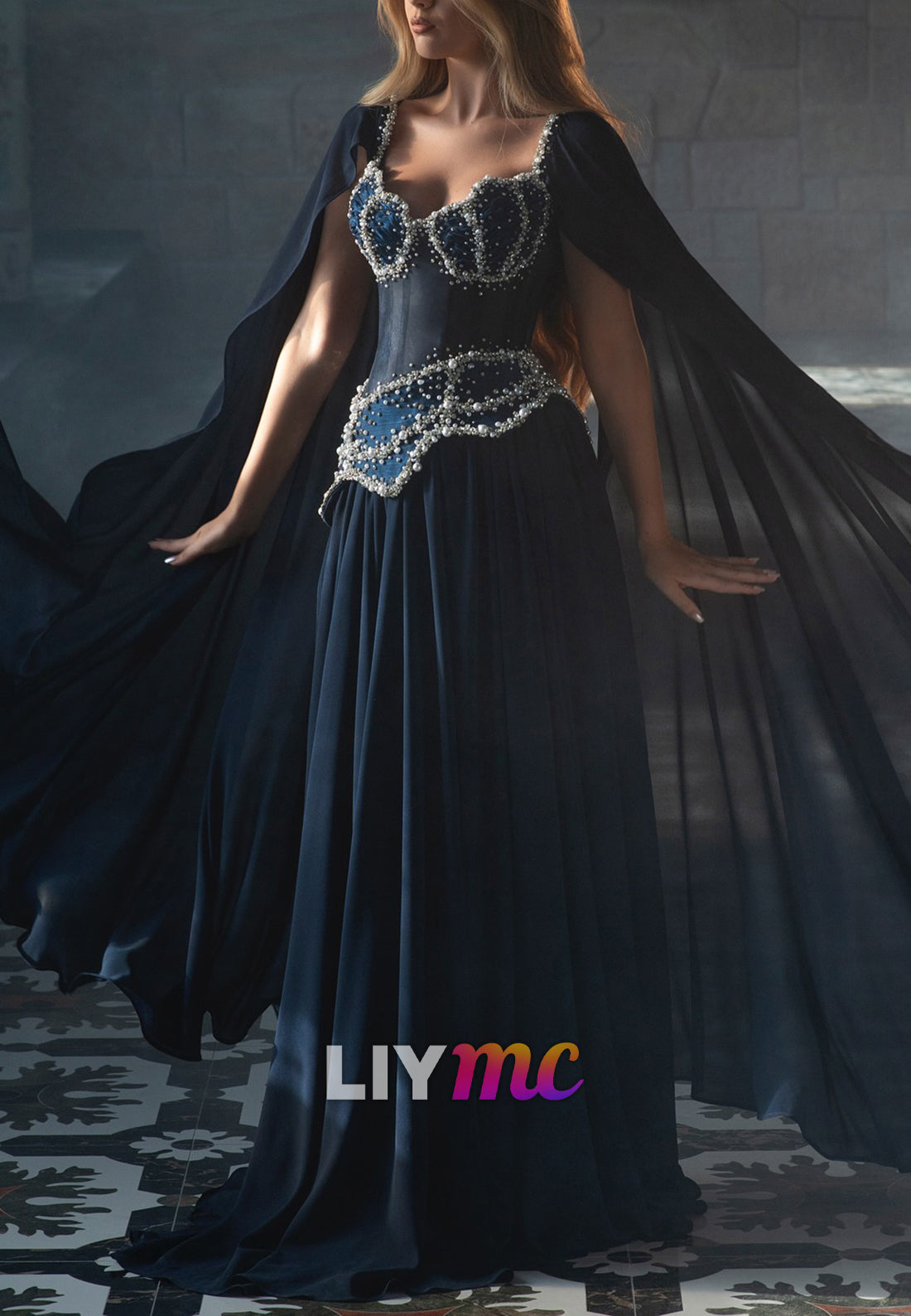 Sweetheart Long Sleeves Beaded A-Line Prom Dress