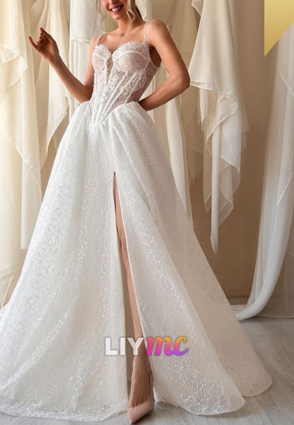 Sweetheart Long Sleeves Lace Appliques A-Line Wedding Dress
