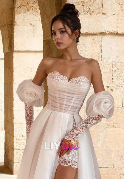 Sweetheart Long Sleeves Lace Appliques A-Line Wedding Dress