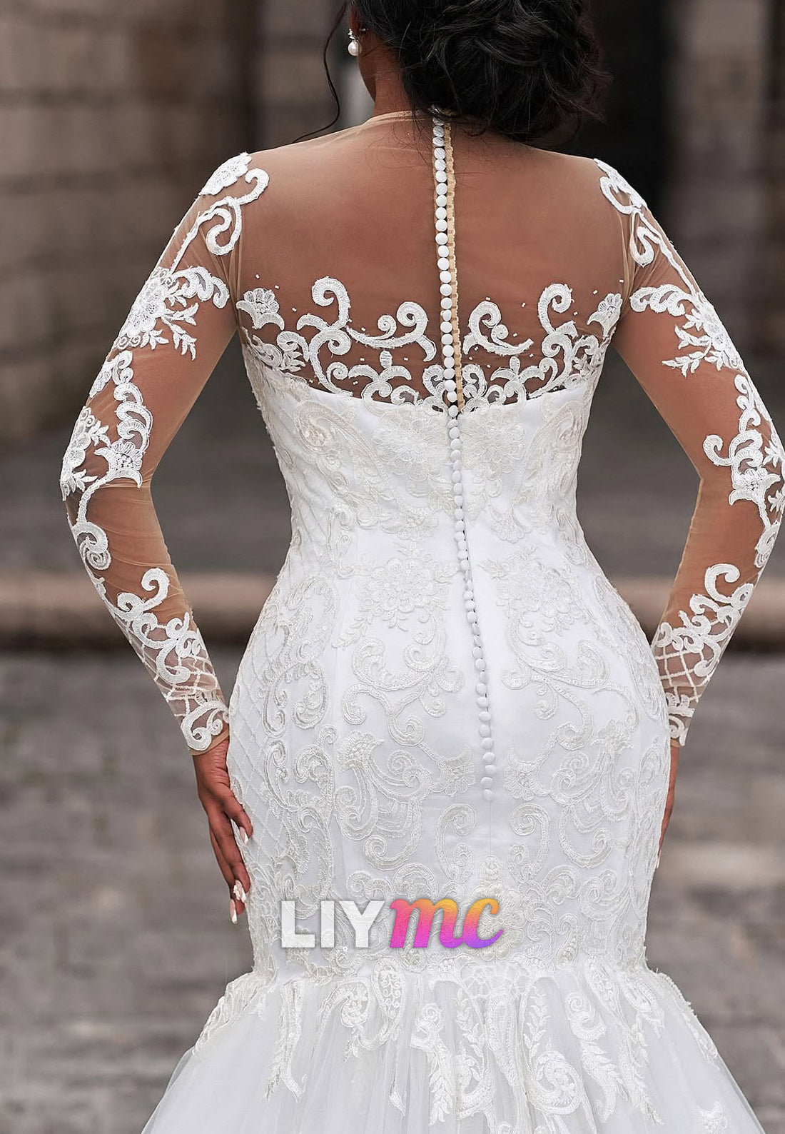 Sweetheart Long Sleeves Lace Appliques Mermaid Wedding Dress