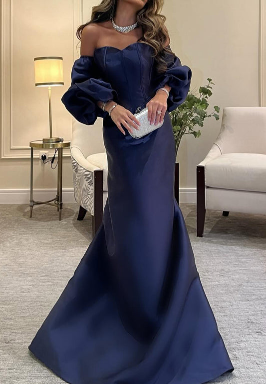Sweetheart Long Sleeves Sleek Mermaid Formal Dress