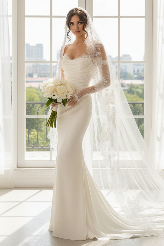Sweetheart Mermaid Wedding Dress with Lace Gloves