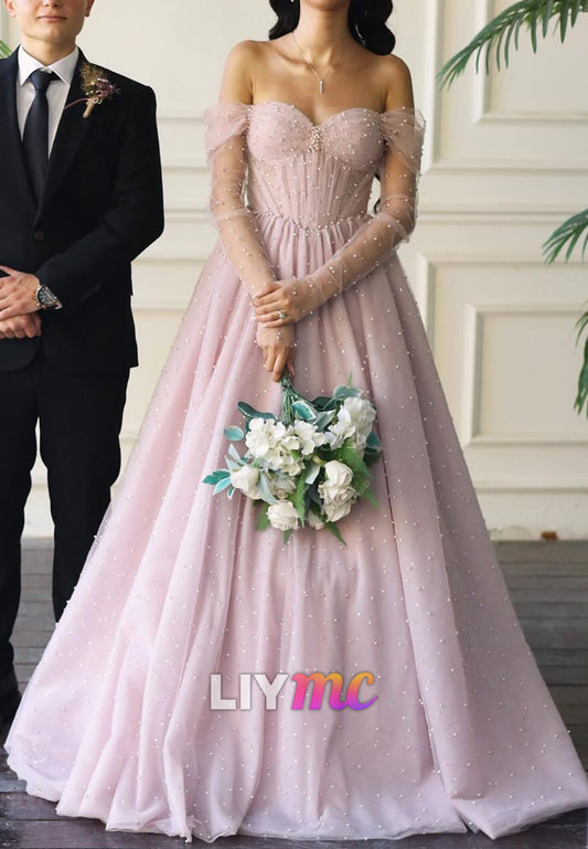 Sweetheart Pearl Pleated A-Line Evening Dress