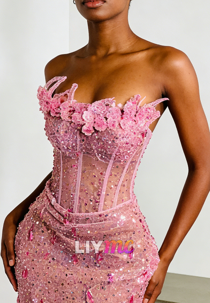 Sweetheart Sequins Appliques Beaded Mermaid Prom Dress for Black Girls.