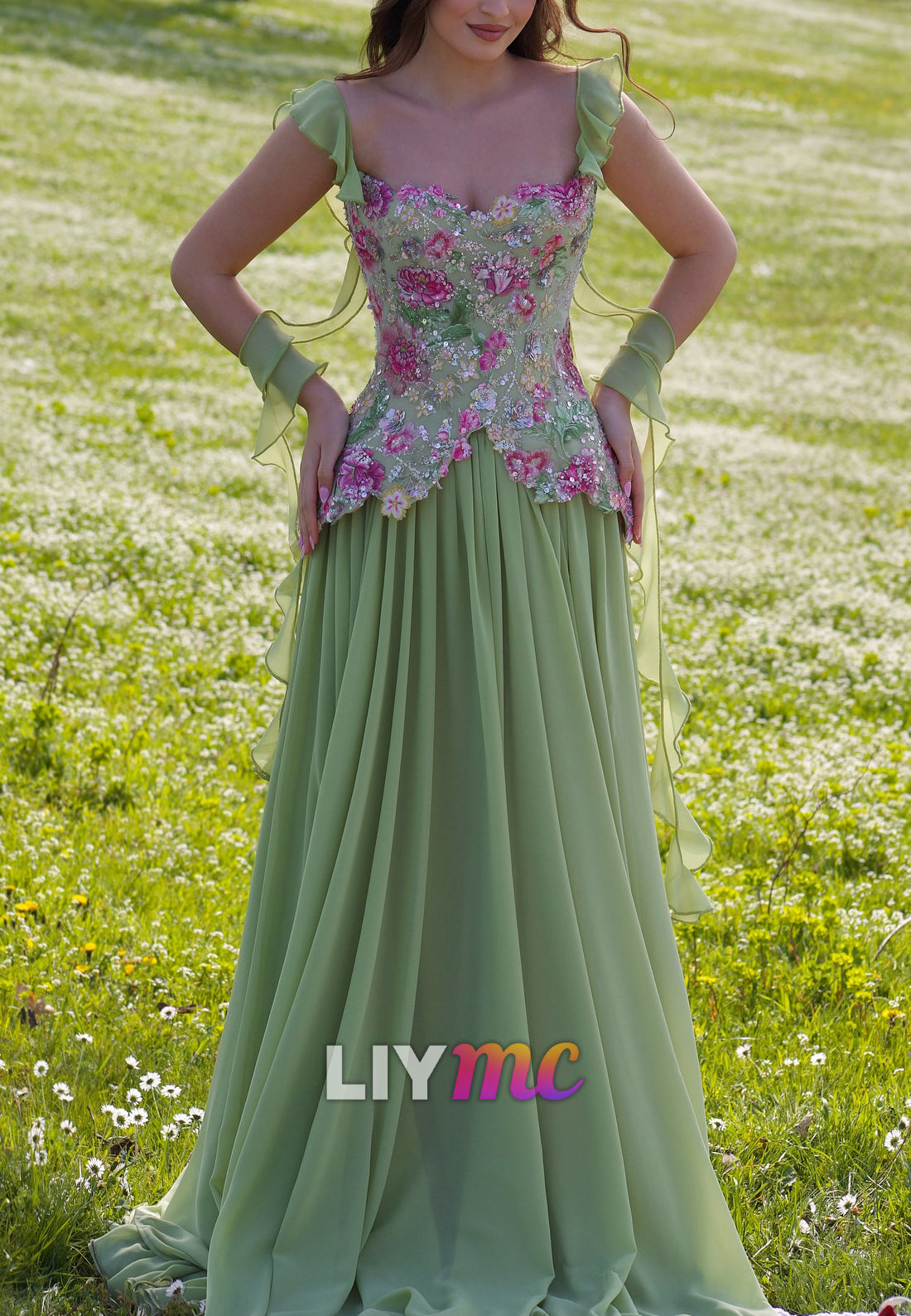 Sweetheart Sequins Appliques Corset A-Line Prom Dress