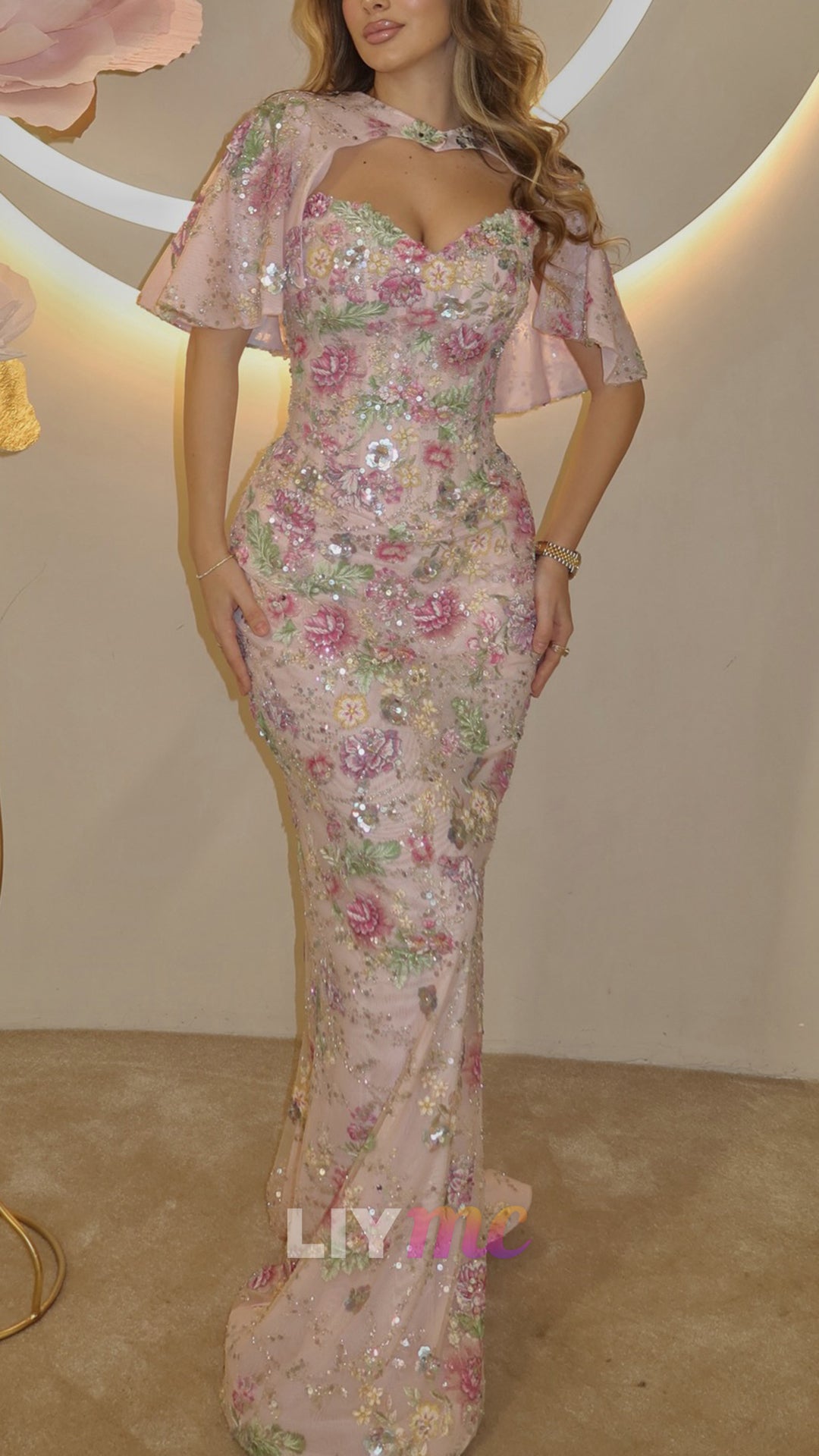 Sweetheart Sequins Appliques Mermaid Prom Dress