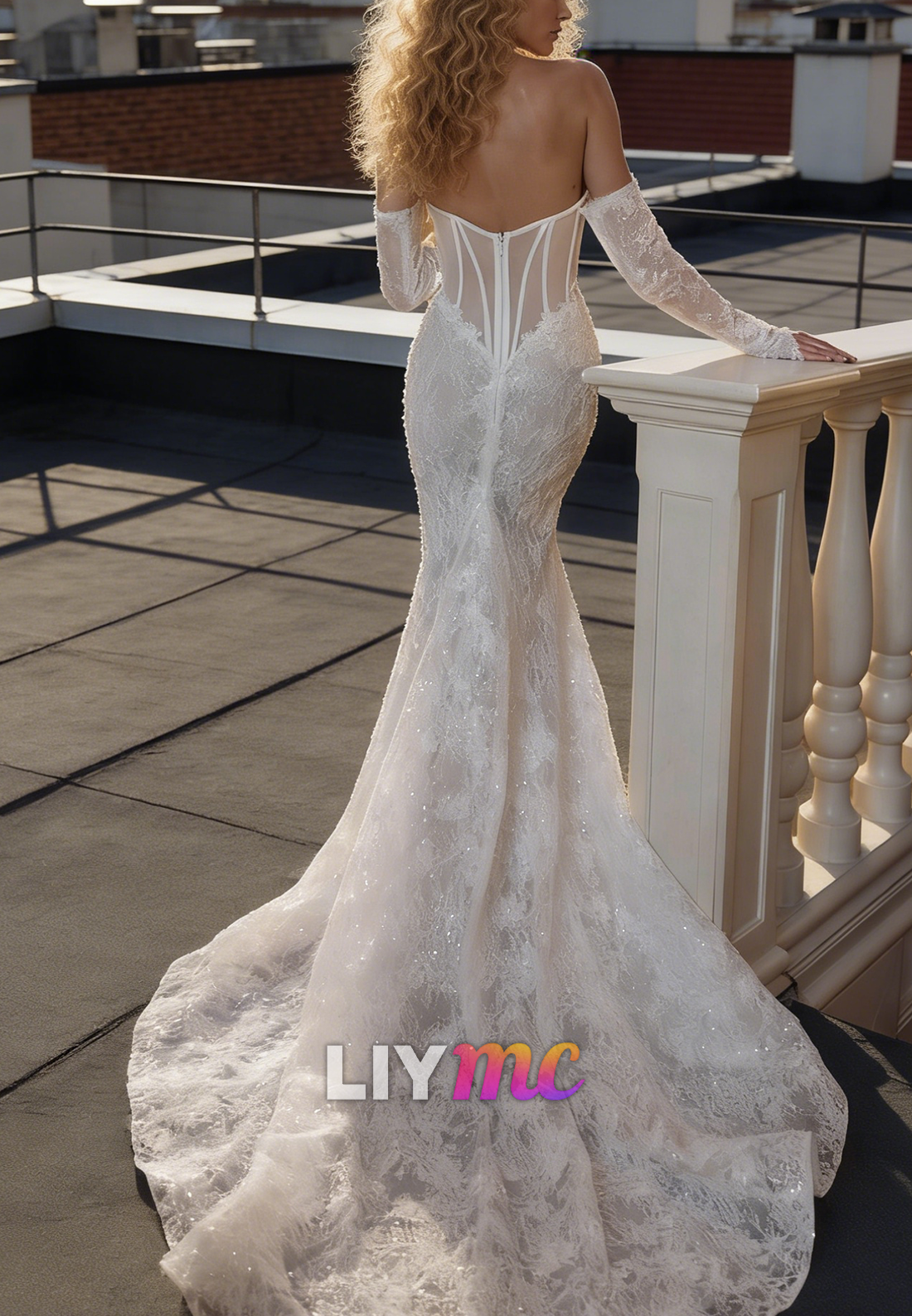 Sweetheart Sequins Appliques Mermaid Wedding Dress