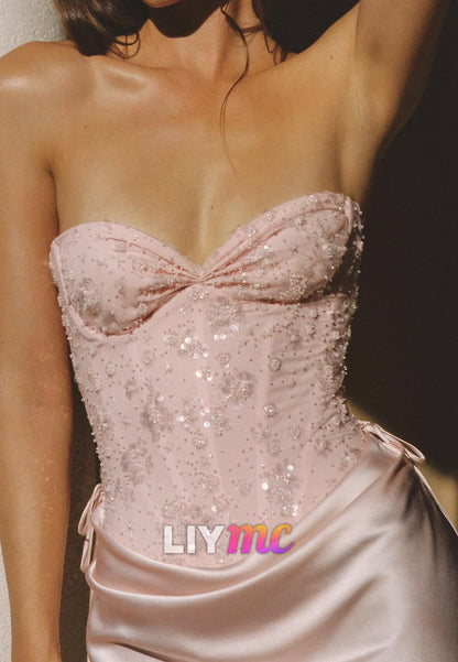 Sweetheart Sequins Appliques Sleek Mermaid Prom Dress