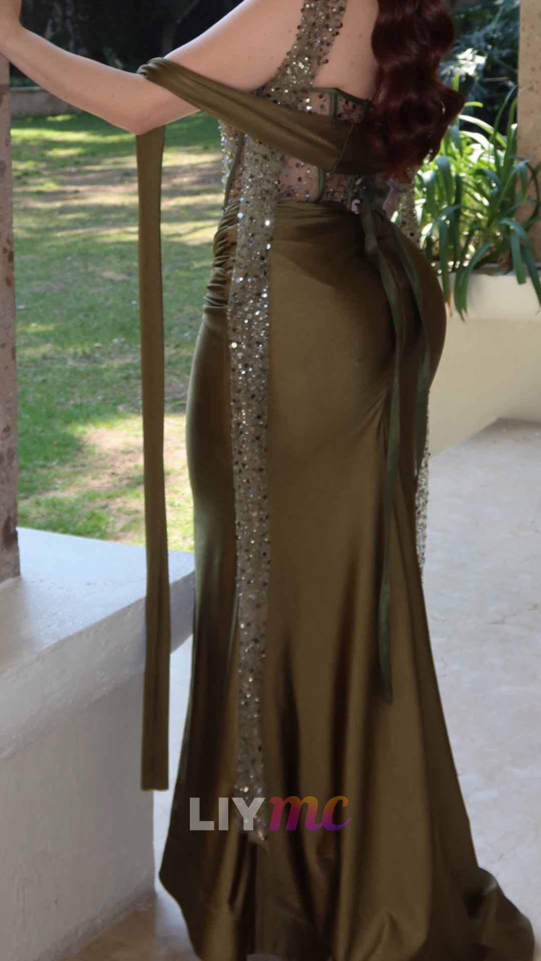 Sweetheart Sequins Beaded Corset Mermaid Prom Dress