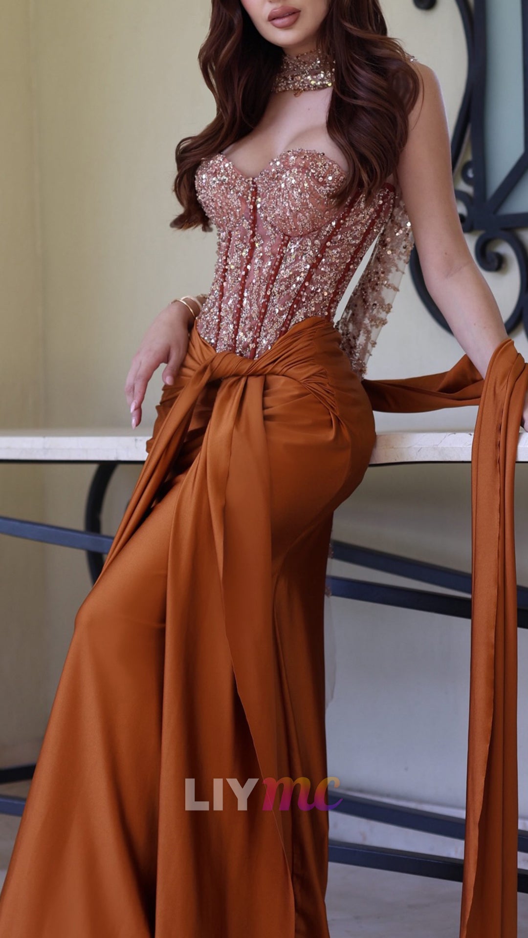 Sweetheart Sequins Beaded Corset Mermaid Prom Dress