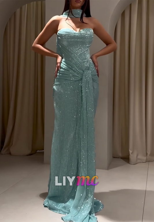 Sweetheart Sequins Sleeveless Mermaid Prom Dress