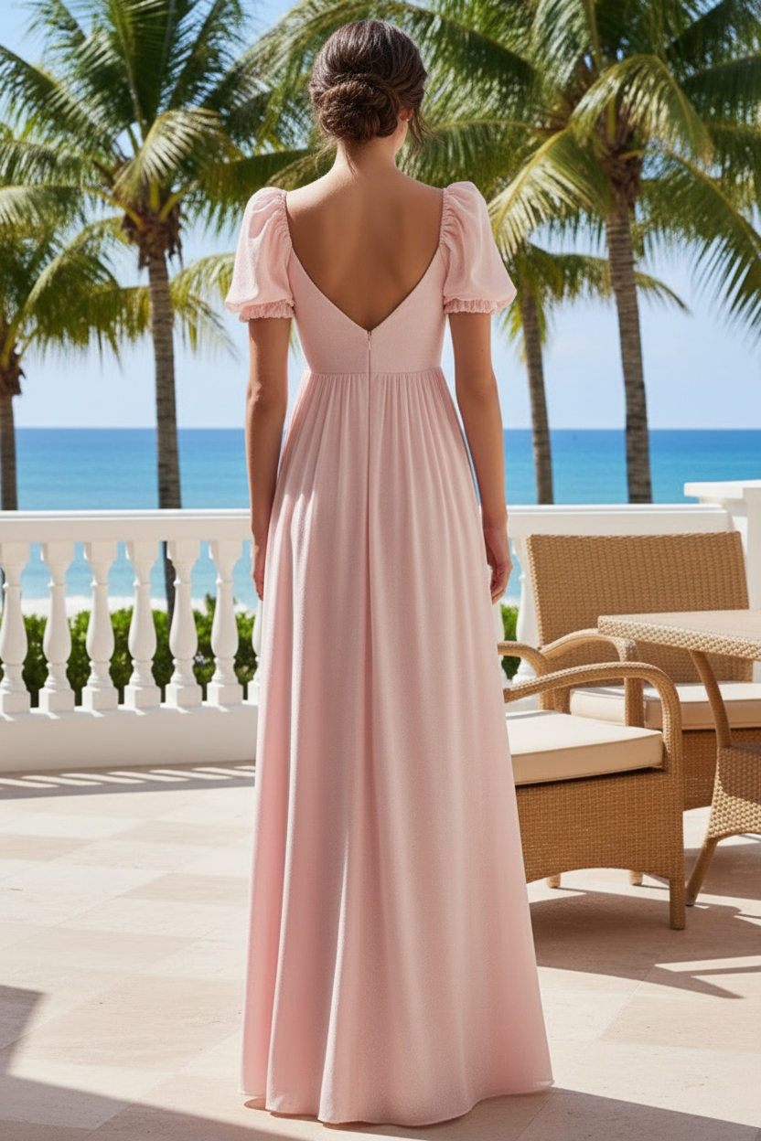 Sweetheart Short Sleeves A-Line Evening Dress