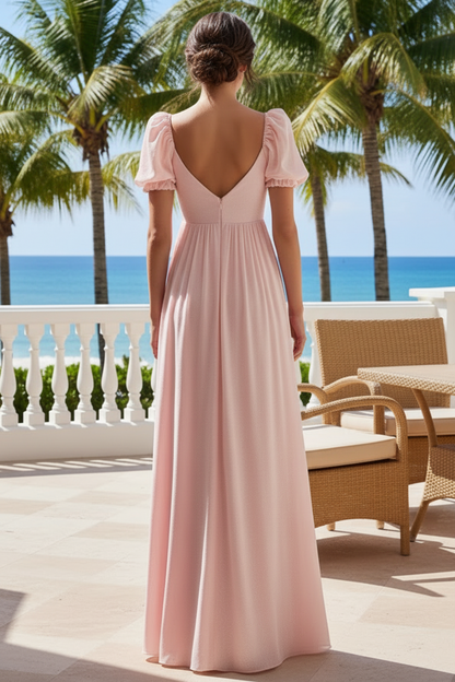 Sweetheart Short Sleeves A-Line Evening Dress