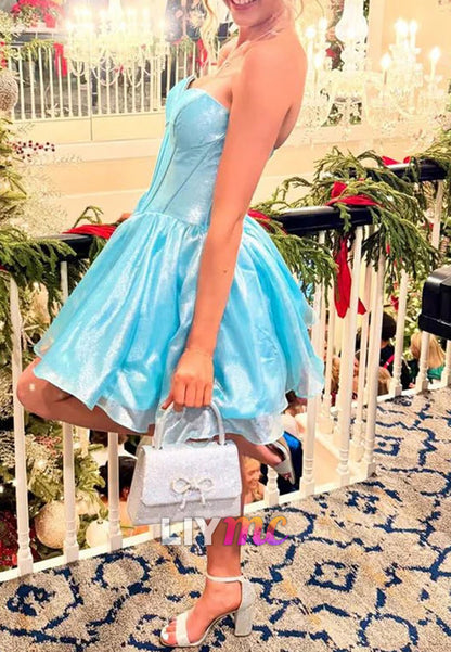 Sweetheart Sleek Pleated A-Line Party Homecoming Dress