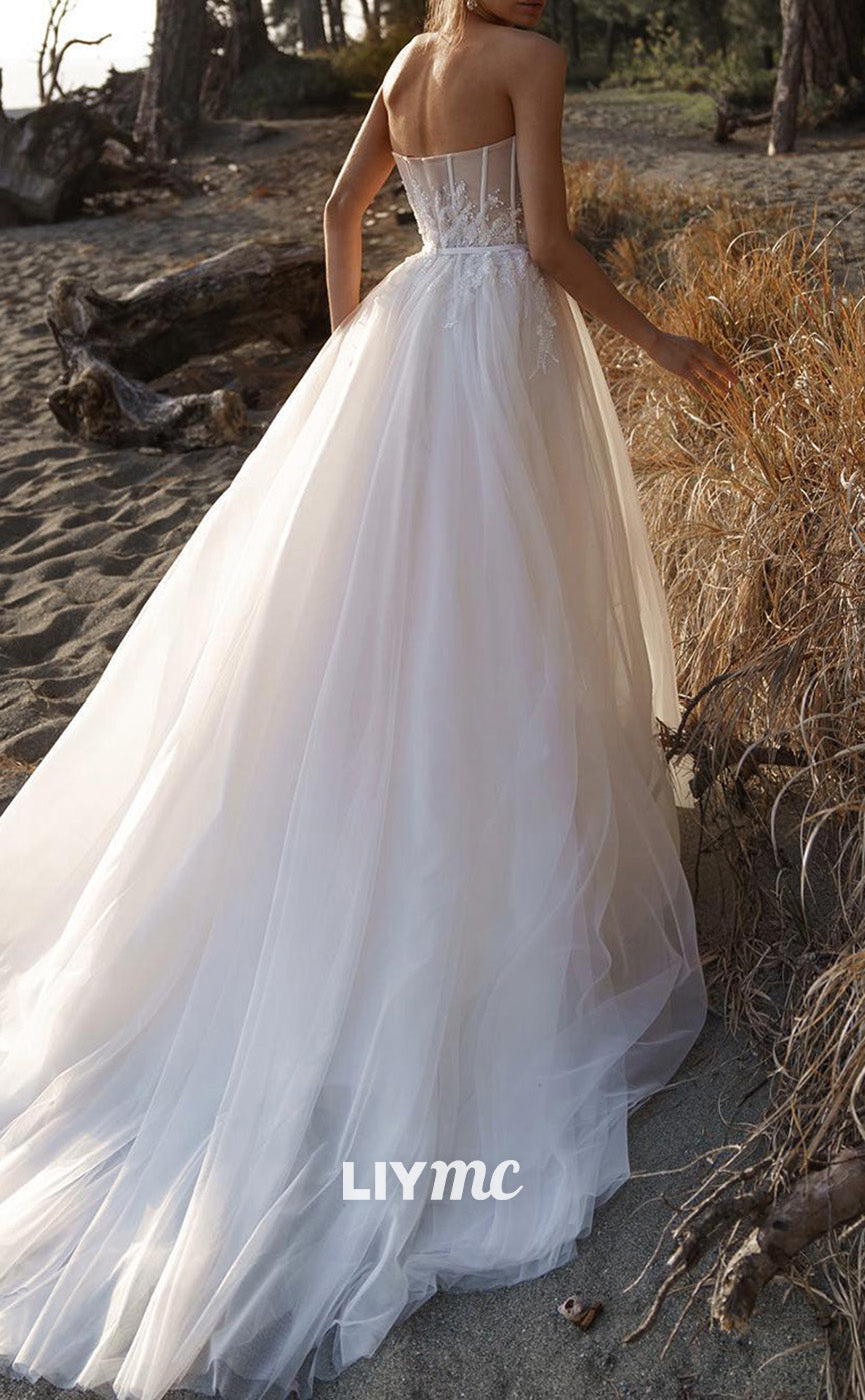 LW855 - Sweetheart Sleeveless Appliques A-Line Tiered Beach Wedding Dr Liymc LW855 - Sweetheart Sleeveless Appliques A-Line Tiered Beach Wedding Dr Liymc