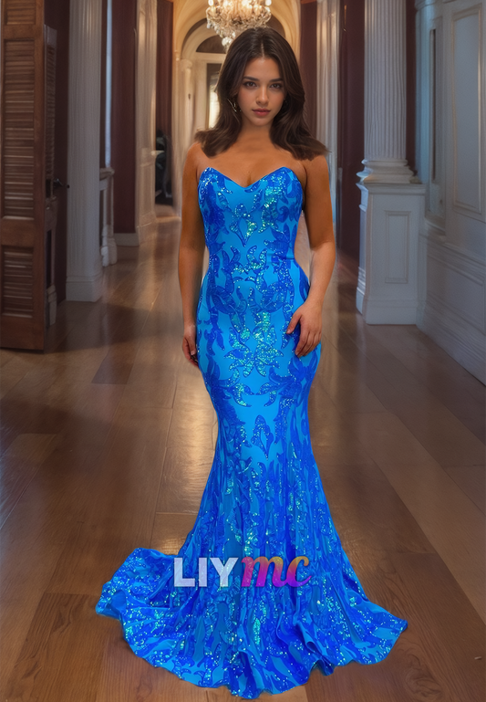 Sweetheart Sleeveless Appliques Mermaid Prom Dress