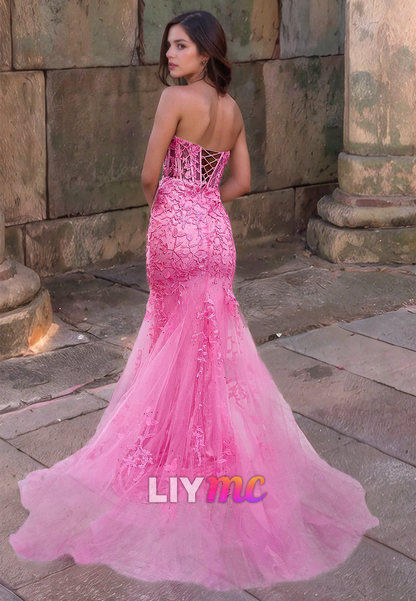 Sweetheart Sleeveless Appliques Mermaid Prom Dress