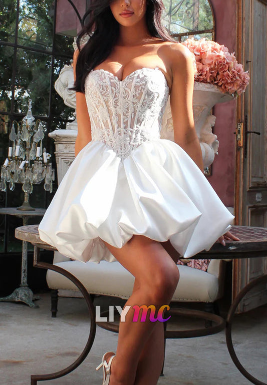 Sweetheart Sleeveless Appliques Short A-Line Wedding Dress