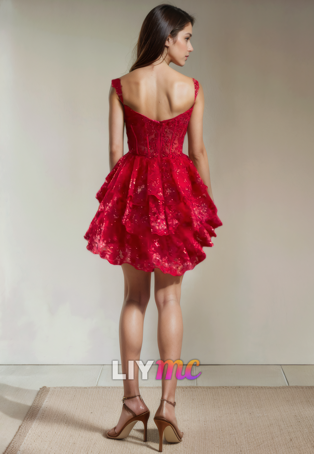 Sweetheart Sleeveless Appliques Tiered A-Line Short Homecoming Dress