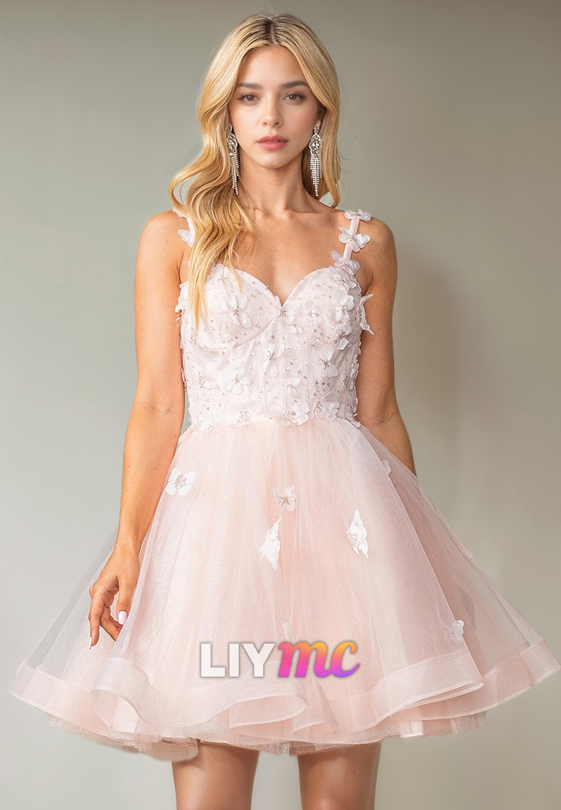 Sweetheart Sleeveless Appliques Tulle A-Line Short Homecoming Dress