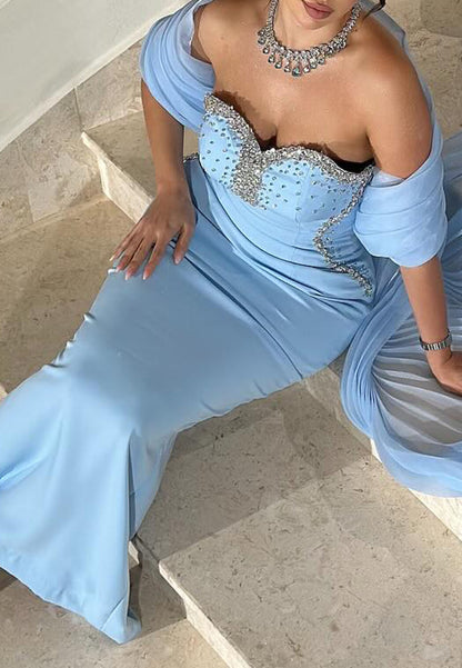 Sweetheart Sleeveless Beaded 3D Floral Sheath Evening Dress