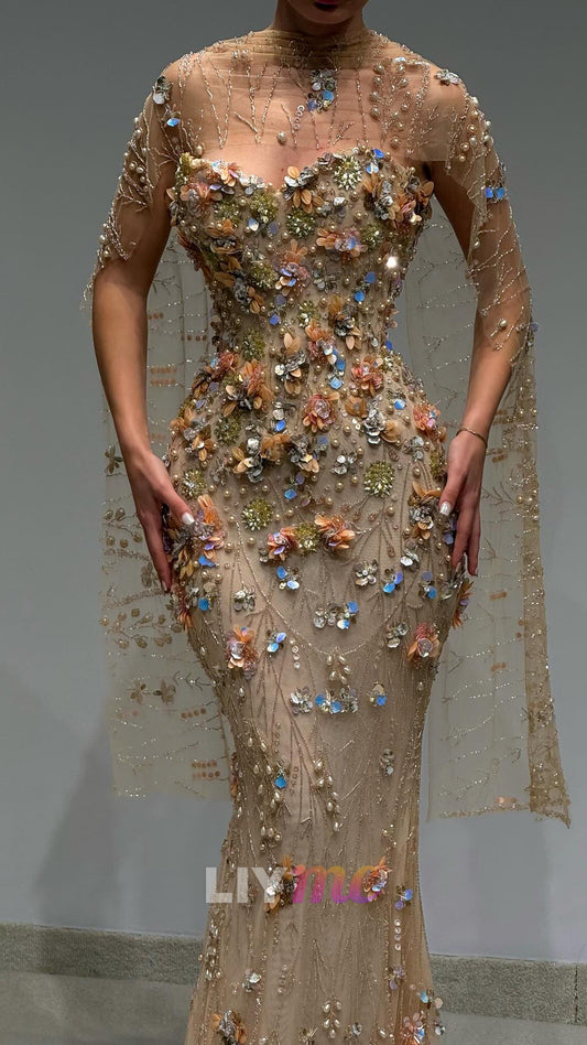 Sweetheart Sleeveless Beaded Embroidery Appliques Mermaid Prom Dress