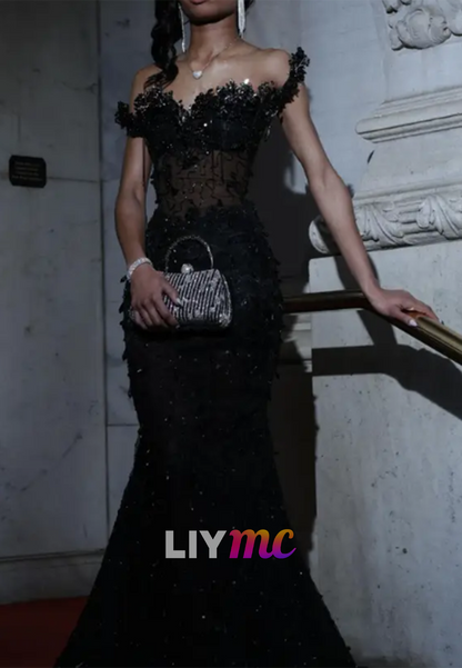 Sweetheart Sleeveless Beaded Embroidery Mermaid Prom Dress