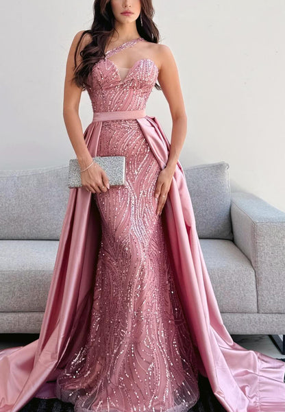 beaded embroidered prom dress Royal Blue Beaded Appliques Mermaid Velvet Slit Long Train Prom Dress