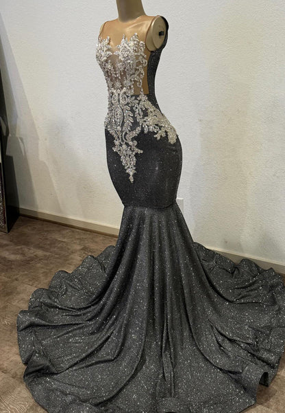 Sweetheart Sleeveless Beaded Mermaid Prom Dress for Black Girls