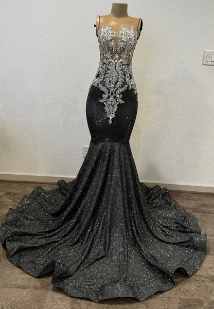 Sweetheart Sleeveless Beaded Mermaid Prom Dress for Black Girls