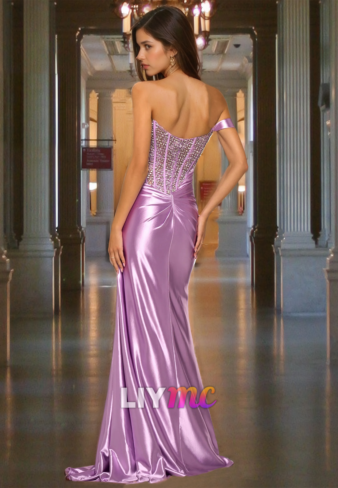 Sweetheart Sleeveless Beaded Ruched Pleated Mermaid Prom Dress